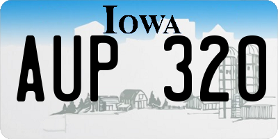 IA license plate AUP320