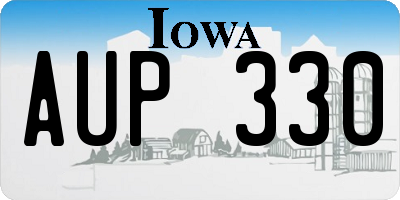 IA license plate AUP330