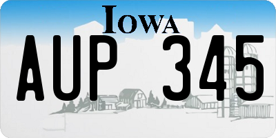 IA license plate AUP345
