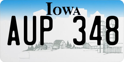 IA license plate AUP348