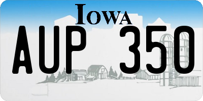 IA license plate AUP350