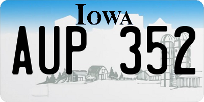IA license plate AUP352