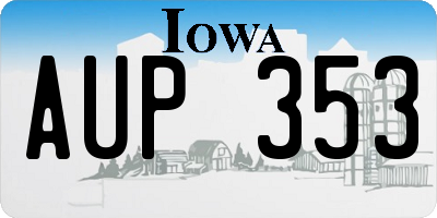 IA license plate AUP353