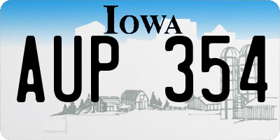IA license plate AUP354