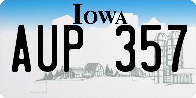 IA license plate AUP357