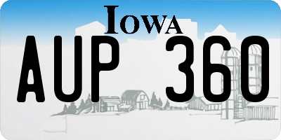 IA license plate AUP360