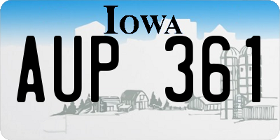 IA license plate AUP361