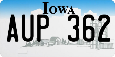 IA license plate AUP362