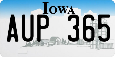IA license plate AUP365