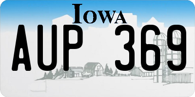 IA license plate AUP369