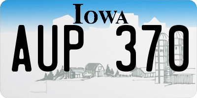 IA license plate AUP370