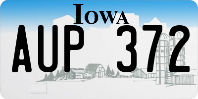 IA license plate AUP372