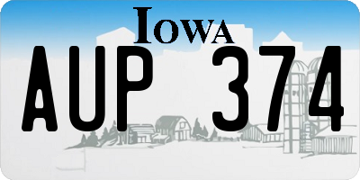 IA license plate AUP374