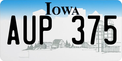 IA license plate AUP375