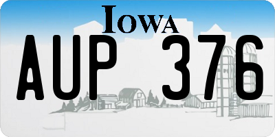 IA license plate AUP376