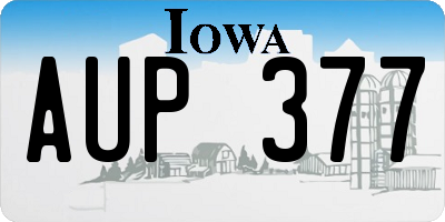 IA license plate AUP377