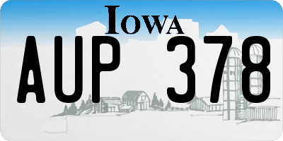 IA license plate AUP378
