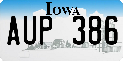 IA license plate AUP386