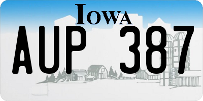 IA license plate AUP387