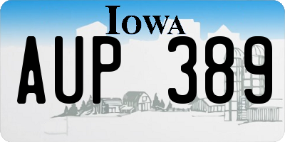 IA license plate AUP389