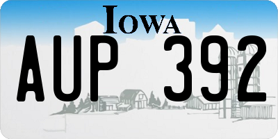 IA license plate AUP392