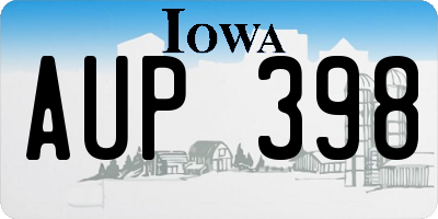 IA license plate AUP398