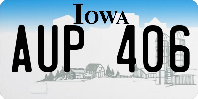 IA license plate AUP406