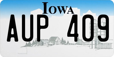 IA license plate AUP409