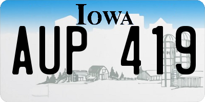 IA license plate AUP419