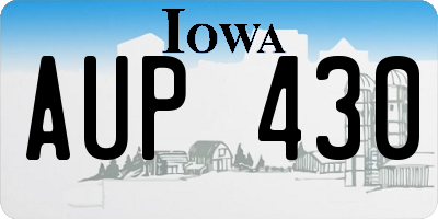 IA license plate AUP430