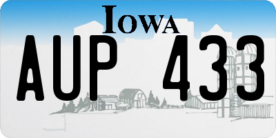 IA license plate AUP433