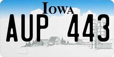 IA license plate AUP443