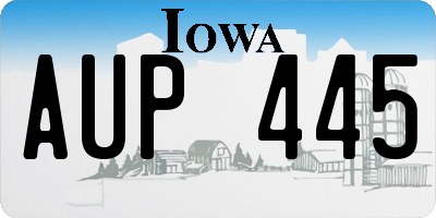IA license plate AUP445