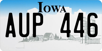 IA license plate AUP446