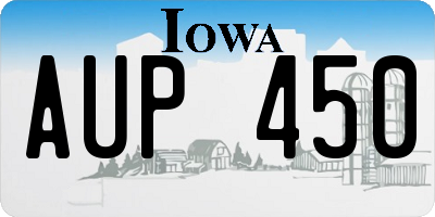 IA license plate AUP450