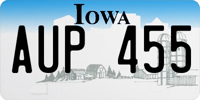 IA license plate AUP455