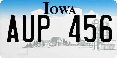 IA license plate AUP456