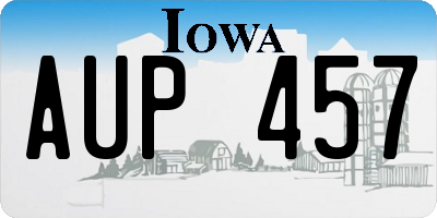 IA license plate AUP457