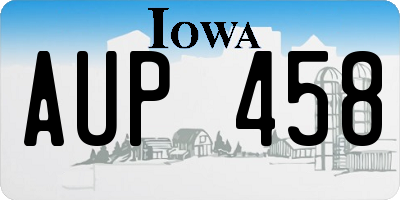 IA license plate AUP458