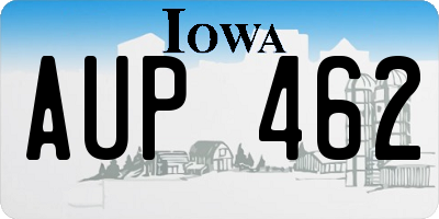 IA license plate AUP462