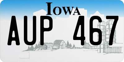 IA license plate AUP467
