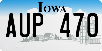 IA license plate AUP470