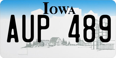 IA license plate AUP489
