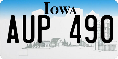 IA license plate AUP490