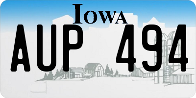 IA license plate AUP494
