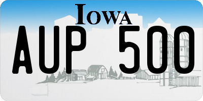 IA license plate AUP500