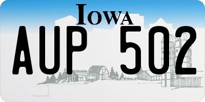 IA license plate AUP502