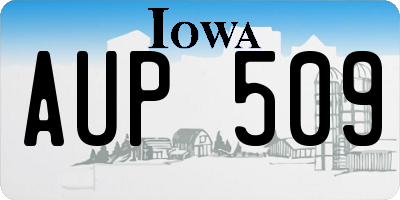 IA license plate AUP509