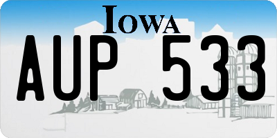 IA license plate AUP533
