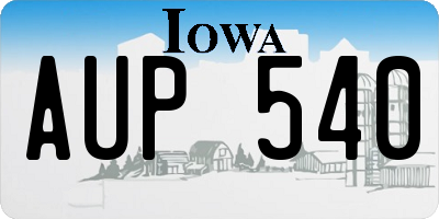IA license plate AUP540